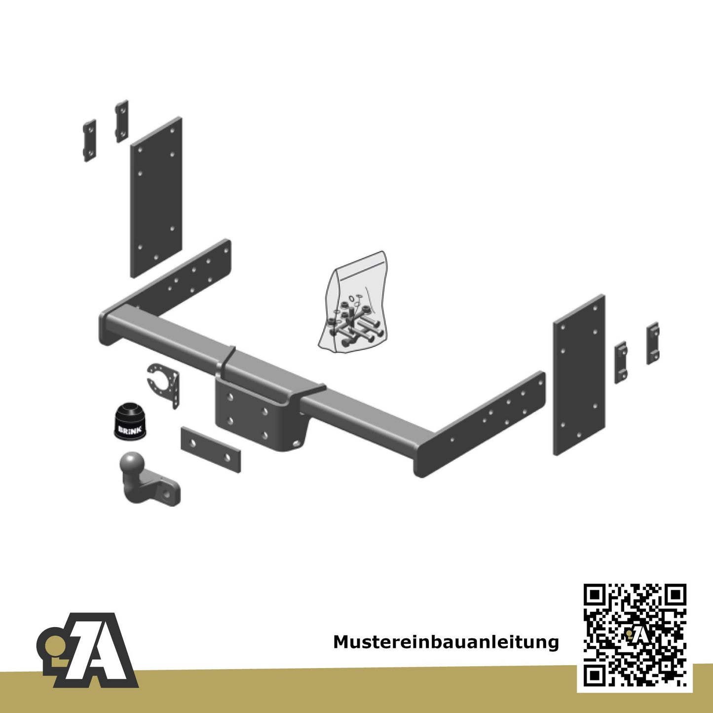 Mercedes Sprinter Pritsche 3T, 3,5T, 4,6T 04.2006-05.2018 906 / 3250, 3665, 4325mm BRiNK Anhängerkupplung mit JAEGER Elektrosatz
