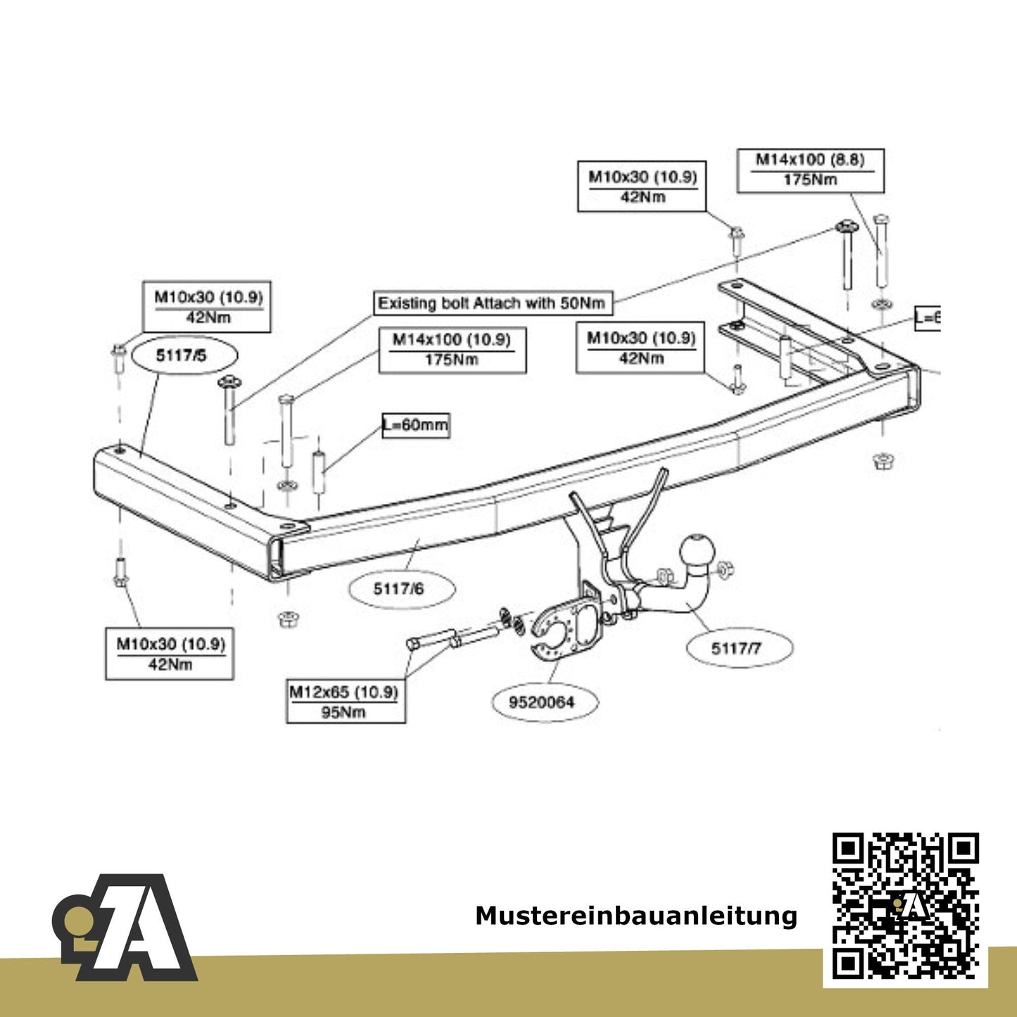 Audi A6 C6 Avant 5-Türer (Avant) 03.2005-09.2011 4F5 BRiNK Anhängerkupplung mit JAEGER Elektrosatz