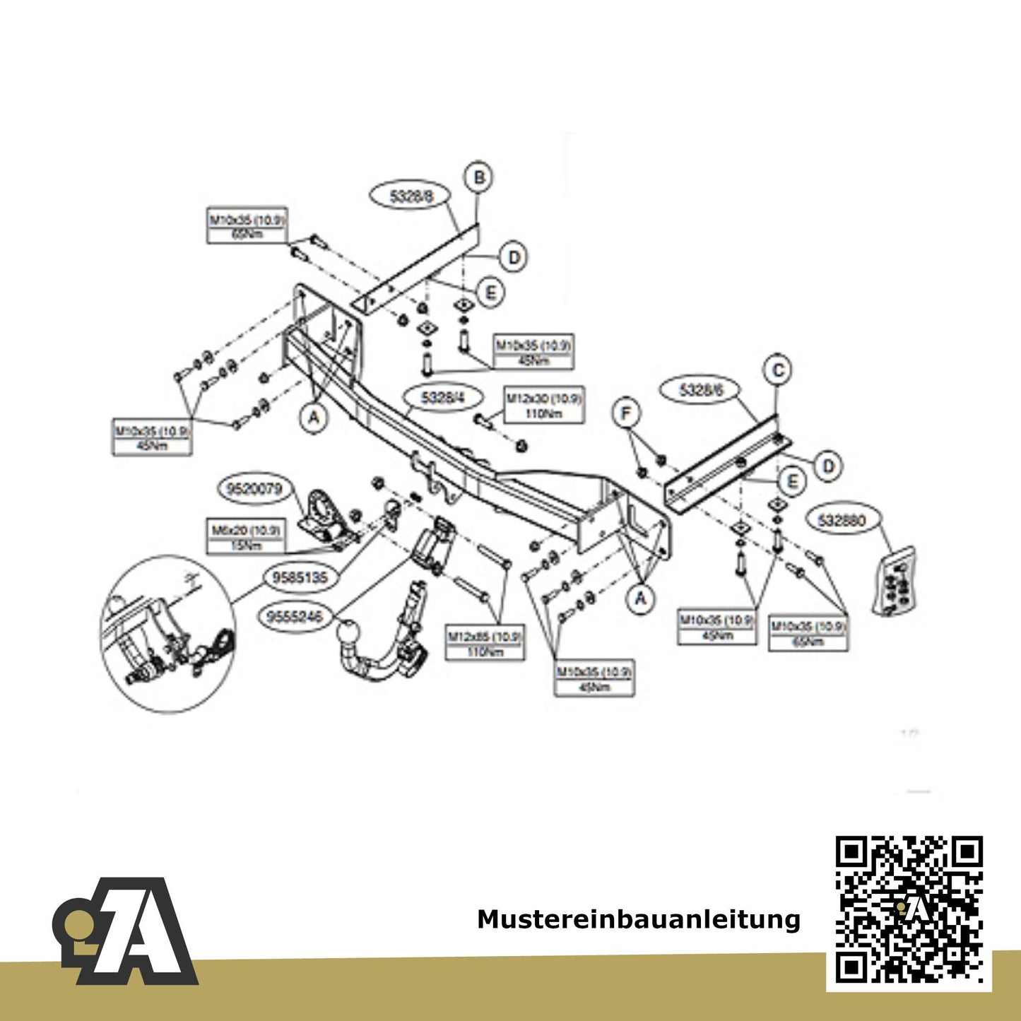 Opel Meriva 5-Türer (Minivan) 06.2010-08.2017 B - S10 BRiNK Anhängerkupplung mit JAEGER Elektrosatz