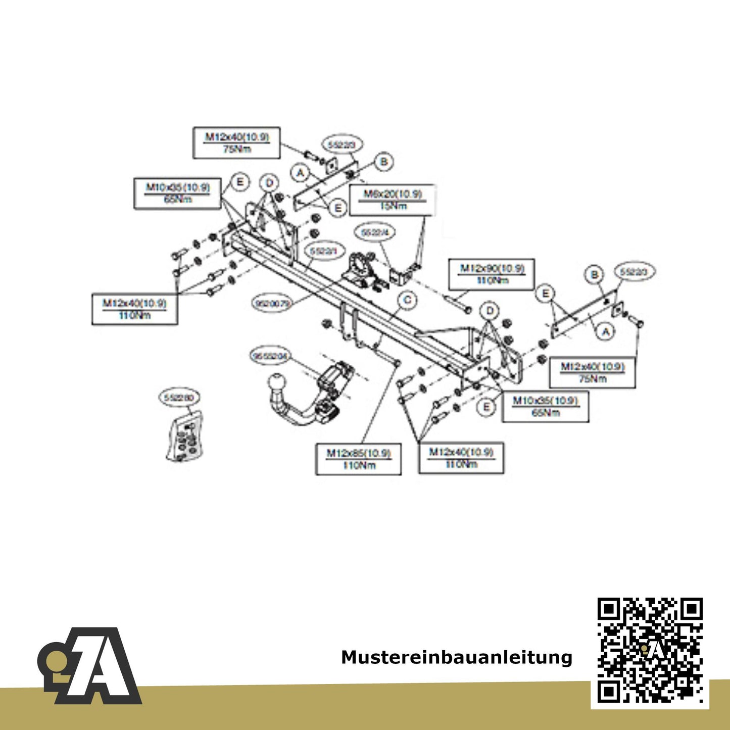 Mercedes A-Klasse 5-Türer (Fließheck) 09.2012-08.2015 W176 BRiNK Anhängerkupplung mit JAEGER Elektrosatz