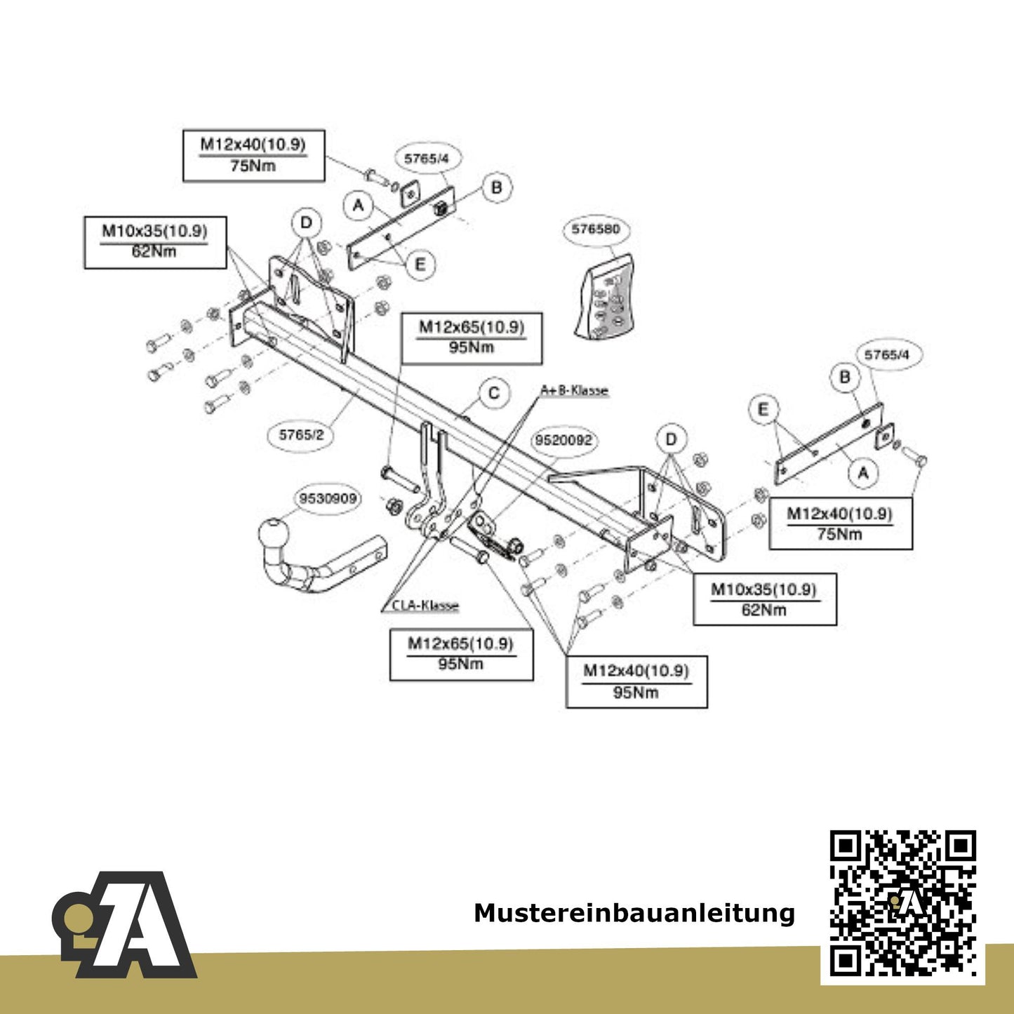 Mercedes B-Klasse 5-Türer (Kompaktvan) 11.2011-12.2018 W246 BRiNK Anhängerkupplung mit JAEGER Elektrosatz