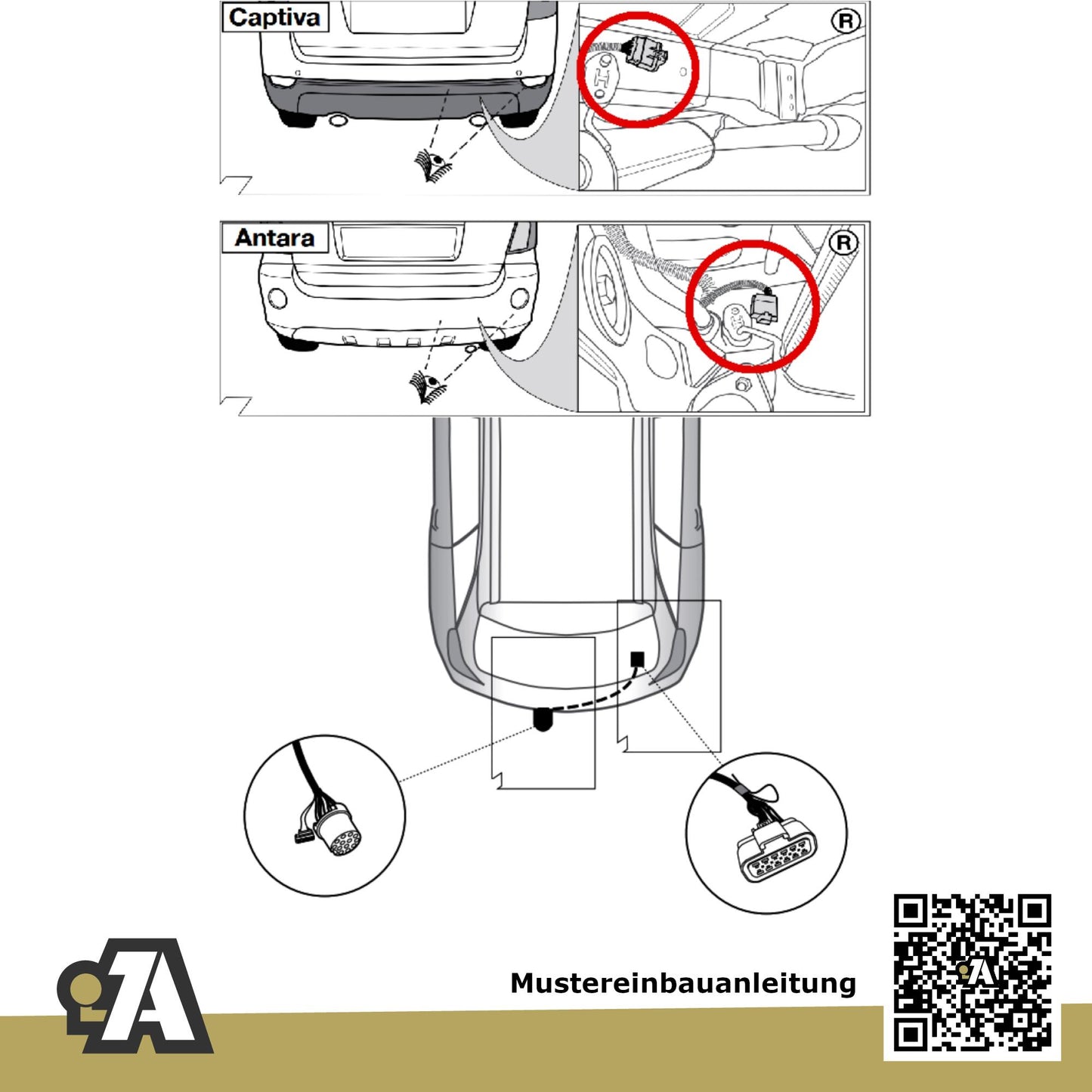 Opel Antara 5-Türer (SUV) 09.2006-02.2015 L07 / L-A BRiNK Anhängerkupplung mit JAEGER Elektrosatz