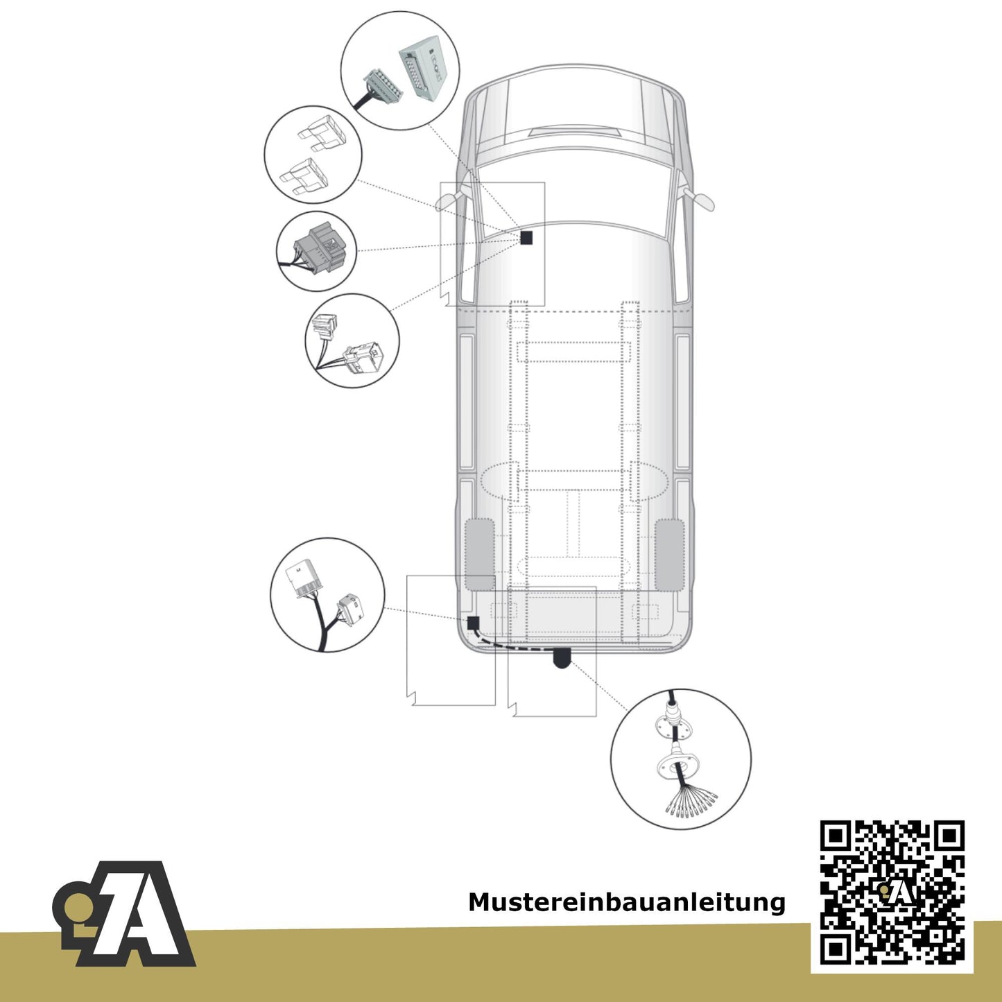 Mercedes Sprinter Bus / Kasten ohne Trittstufe ab 06.2018 907 / 3665mm, 3924mm, 4325mm BRiNK Anhängerkupplung mit JAEGER Elektrosatz