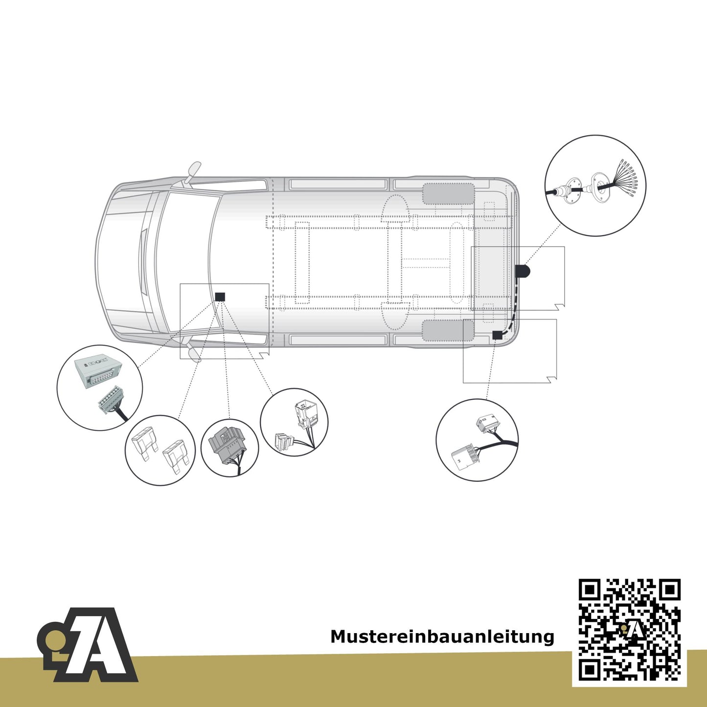 Mercedes Sprinter Bus / Kasten ohne Trittstufe ab 06.2018 907 / 3665mm, 3924mm, 4325mm BRiNK Anhängerkupplung mit JAEGER Elektrosatz