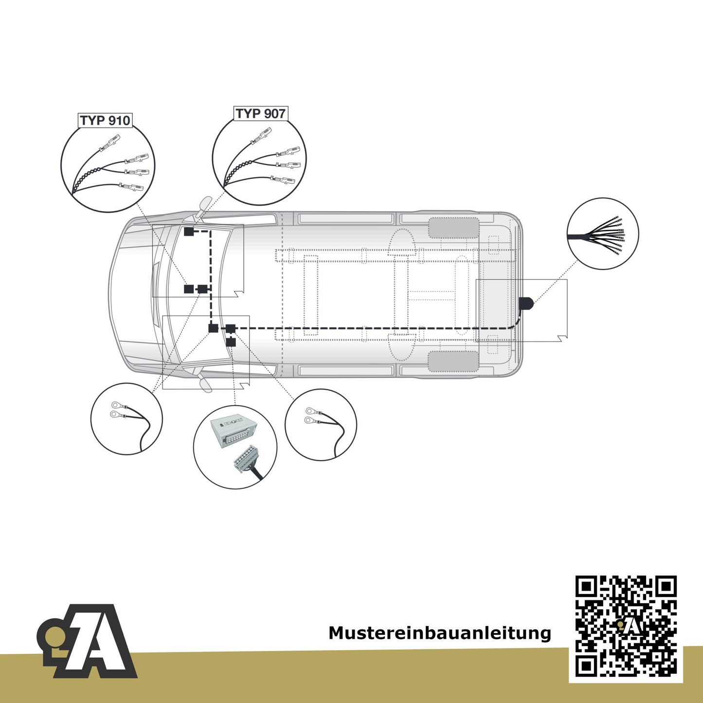 Mercedes Sprinter Pritsche 3T, 3,5T, 4,6T ab 06.2018 907, 910 / 3250mm, 3665mm, 4325mm BRiNK Anhängerkupplung mit JAEGER Elektrosatz