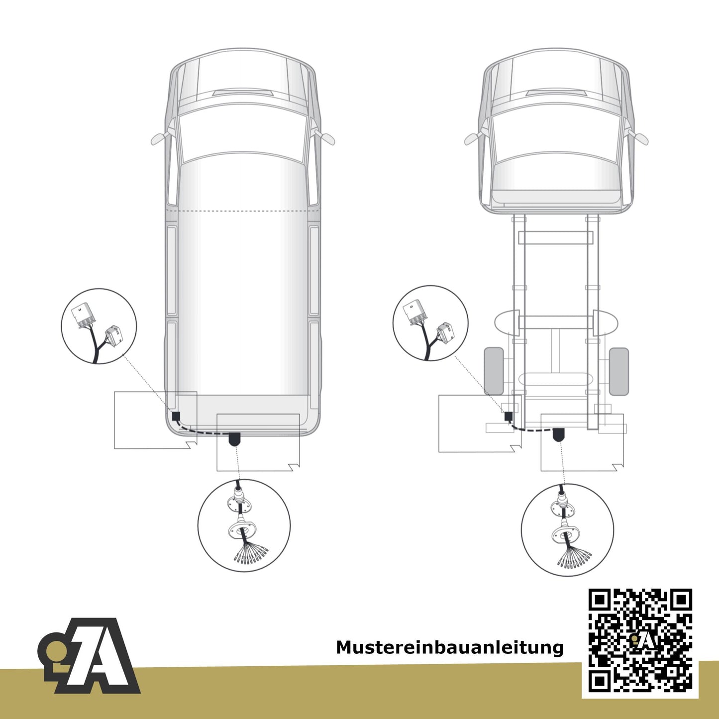 Mercedes Sprinter Pritsche 3T, 3,5T, 4,6T ab 06.2018 907, 910 / 3250mm, 3665mm, 4325mm BRiNK Anhängerkupplung mit JAEGER Elektrosatz