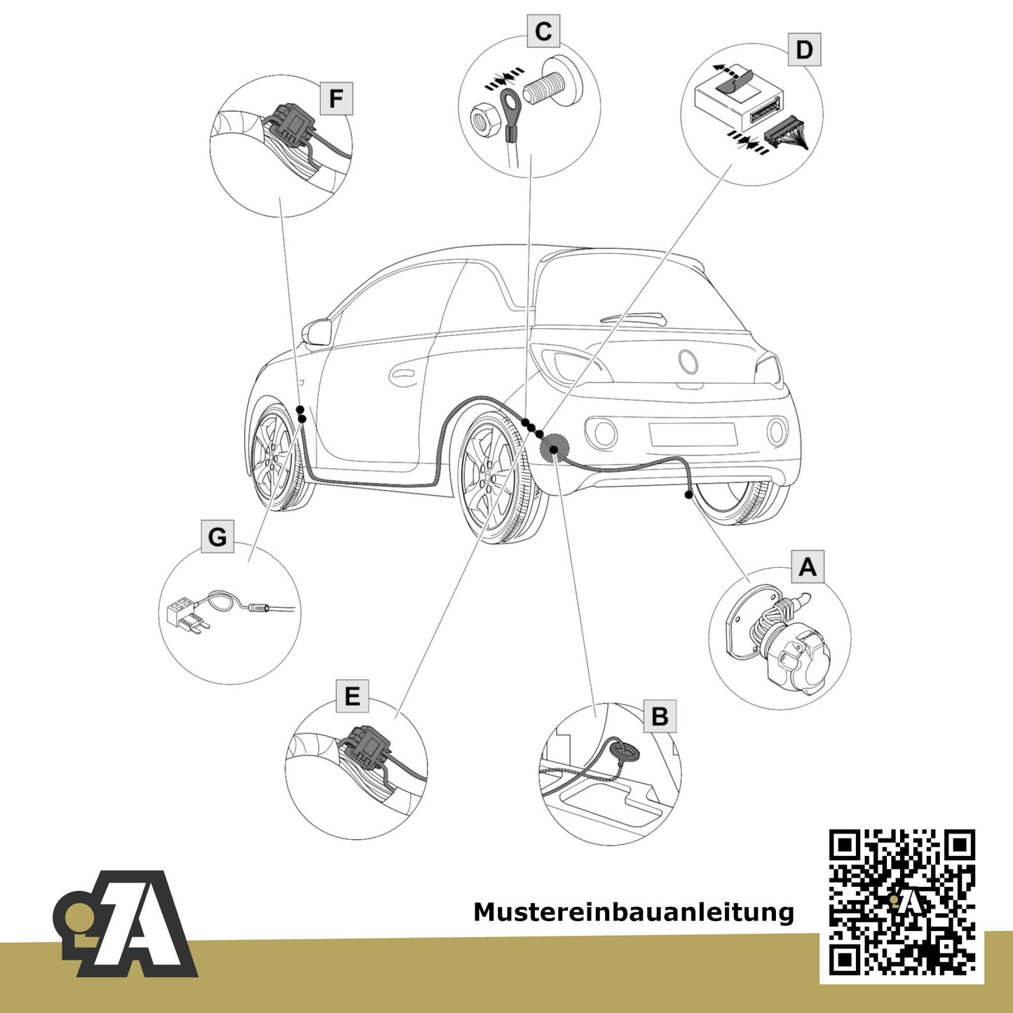Opel Corsa 3/5-Türer (Fließheck) 12.2014-06.2019 E BRiNK Anhängerkupplung mit JAEGER Elektrosatz