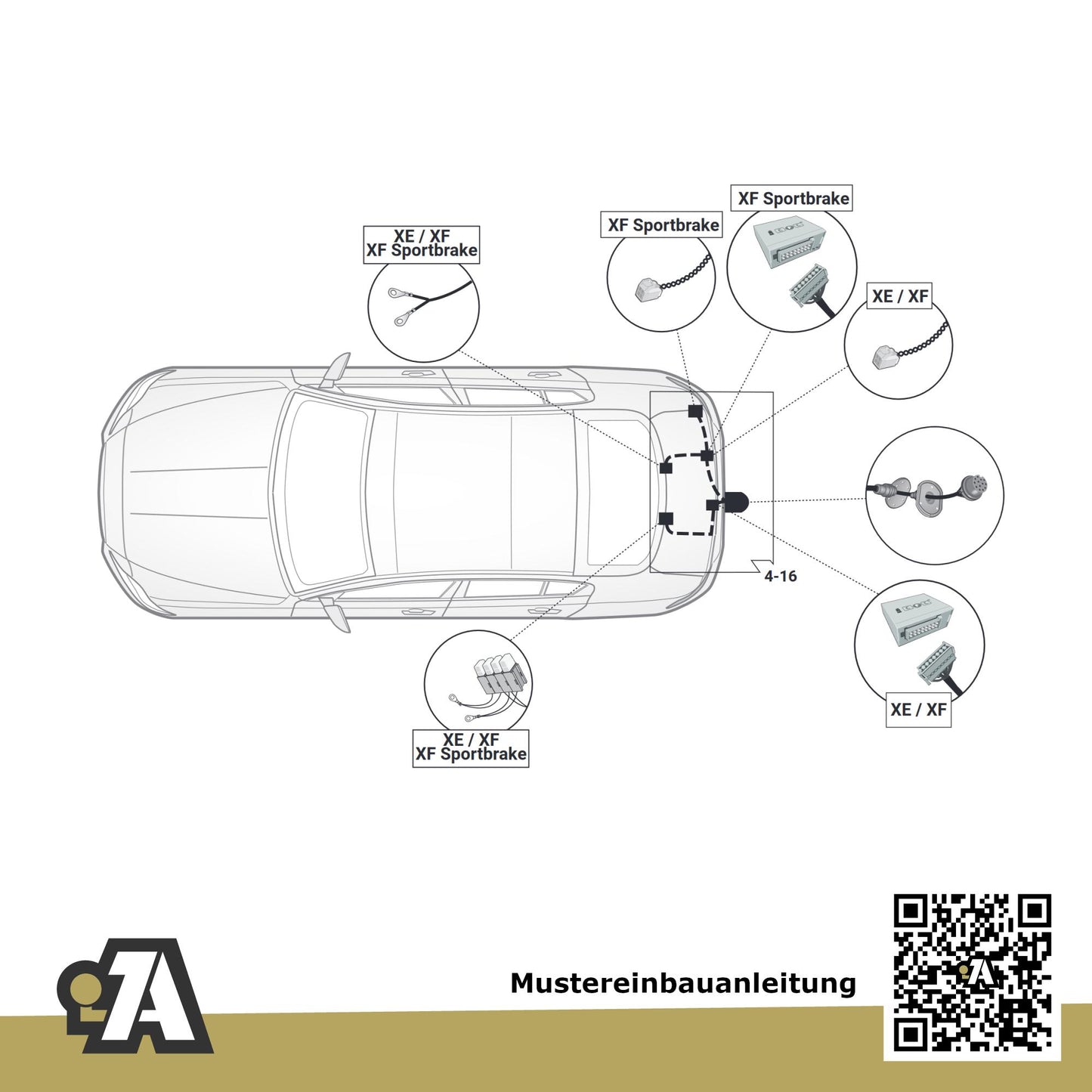 Jaguar XF 5-Türer (Sportbrake) ab 01.2021 X260 BRiNK Anhängerkupplung mit JAEGER Elektrosatz