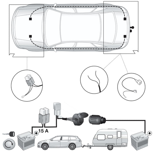Erweiterungssatz 22400509 Ladeleitung zur Spannungsversorgung 13pol Dose PIN 10 & 11 für Elektrosätze der Firma JAEGER Automotive
