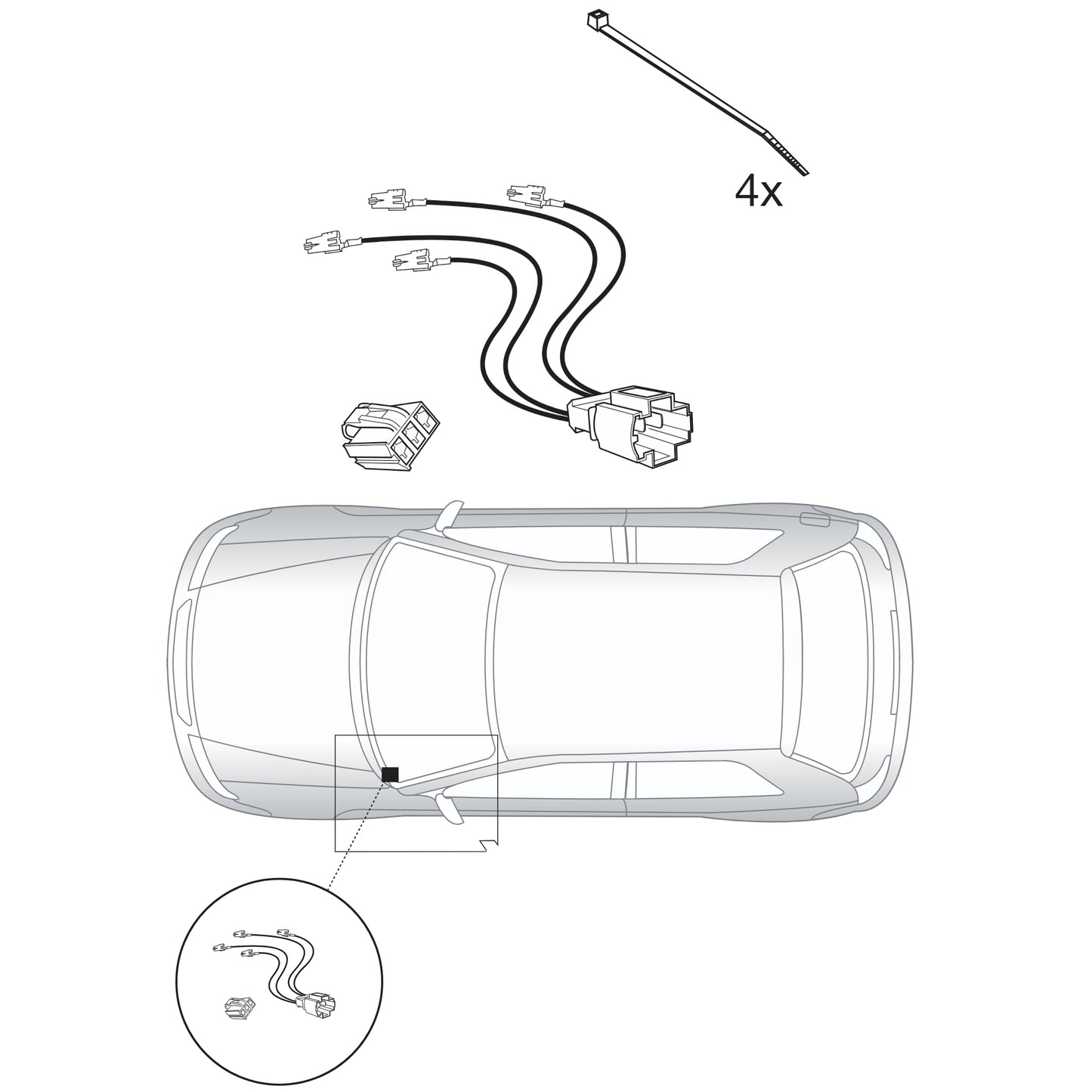 Erweiterungssatz 22270505 der Firma JAEGER Automotive für Golf Plus Dauerplusadaption beim Sicherungskasten