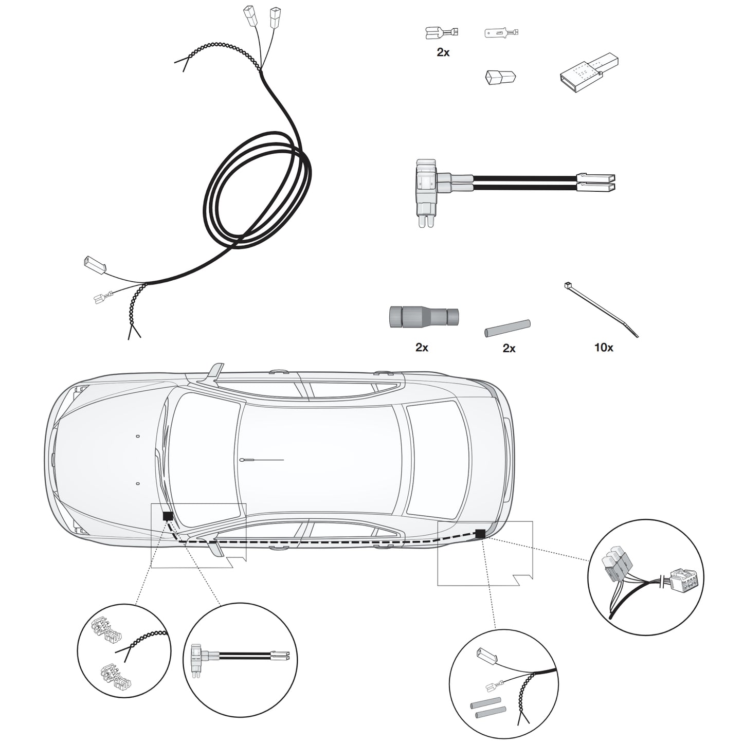 Erweiterungssatz 22060551 der Firma JAEGER Automotive für Fahrzeuge ohne AHK-Vorbereitung