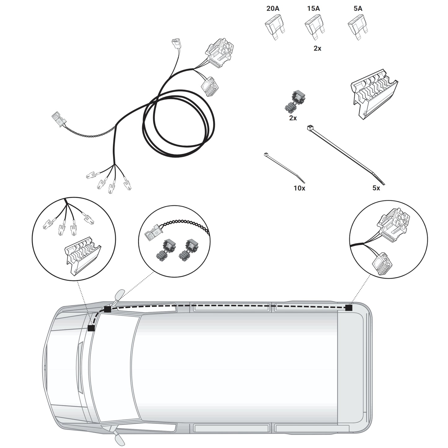 Erweiterungssatz 22040533 der Firma JAEGER Automotive für Fahrzeuge ohne AHK-Vorbereitung