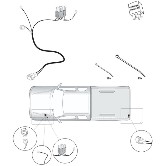 Erweiterungssatz 22140530 Dauerplus / Dauerstrom zur Spannungsversorgung 13pol Dose PIN 9 + Ladeleitung PIN 10 & 11 für Elektrosätze der Firma JAEGER Automotive – Nur für die Fahrzeuge Navara ab 2016, Alaskan ab 2017 und X-Class ab 2017