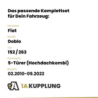 Fiat Doblo 5-Türer (Hochdachkombi) 02.2010-09.2022 152 / 263 BRiNK Anhängerkupplung mit JAEGER Elektrosatz