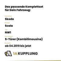 Skoda Scala 5-Türer (Kombilimousine) ab 04.2019 NW1 BRiNK Anhängerkupplung mit JAEGER Elektrosatz