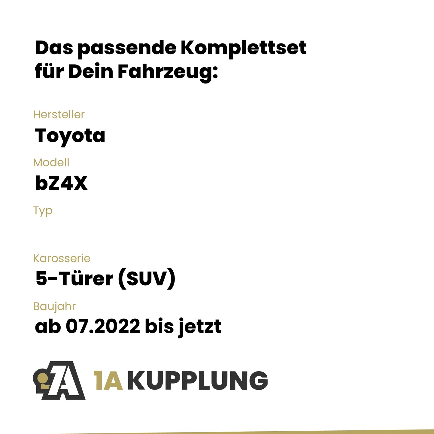 Toyota bZ4X 5-Türer (SUV) ab 07.2022 BRiNK Anhängerkupplung mit JAEGER Elektrosatz