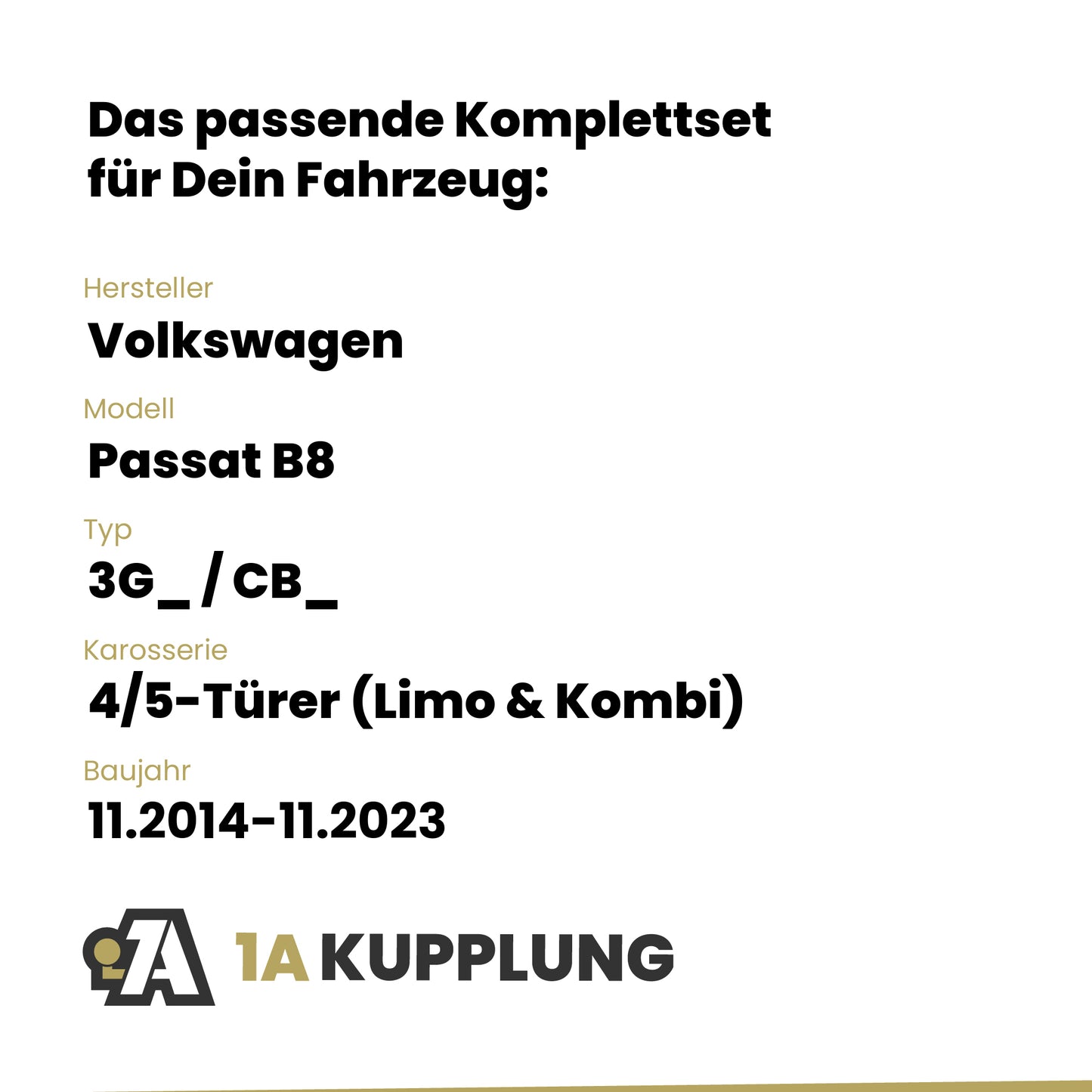 VW Passat B8 4/5-Türer (Limo & Kombi) 11.2014-11.2023 3G_ / CB_ BRiNK Anhängerkupplung mit JAEGER Elektrosatz