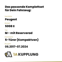 Peugeot 5008 II 5-Türer (Kompaktvan) 06.2017-07.2024 M - mit Reserverad ORIS Anhängerkupplung mit JAEGER Elektrosatz