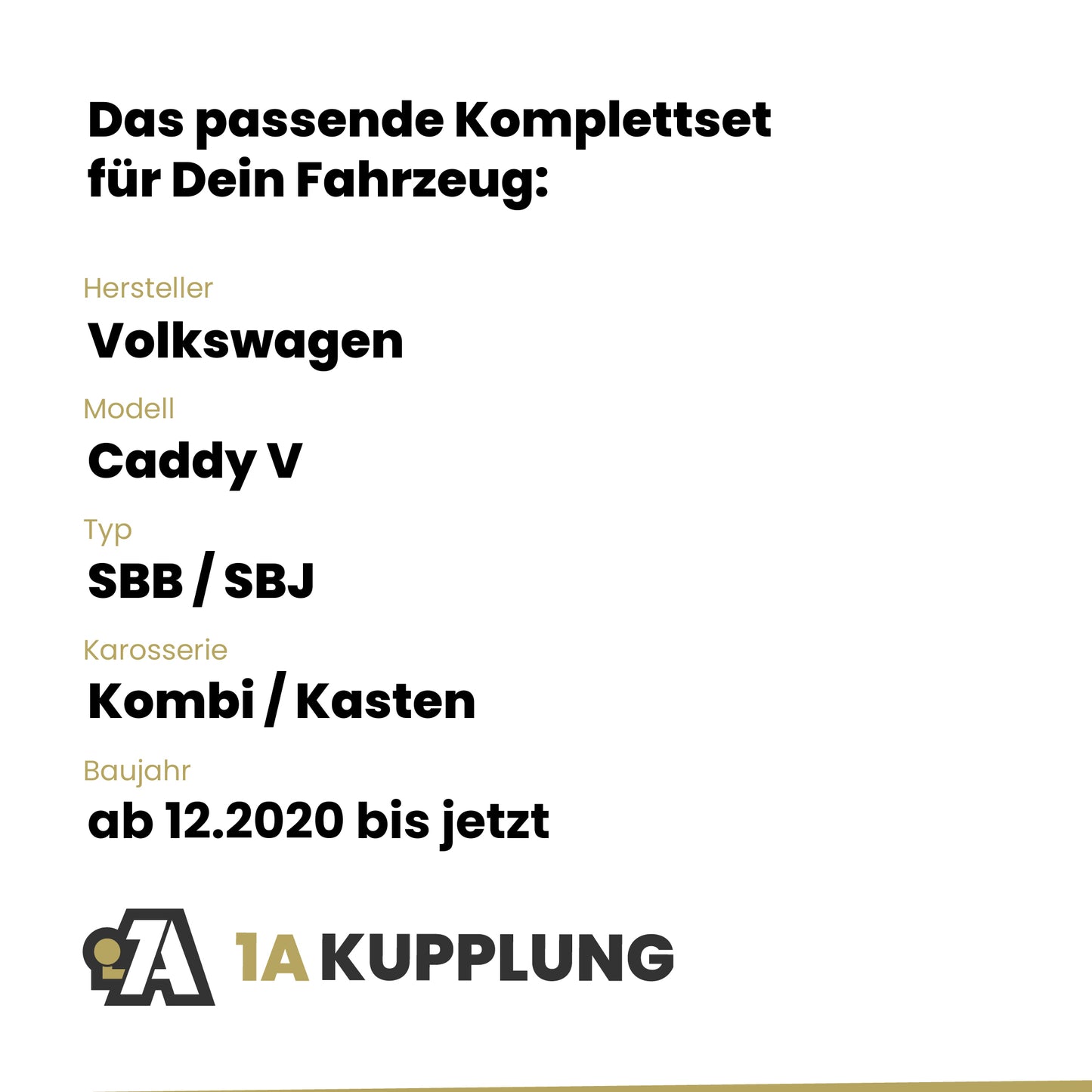 VW Caddy V Kombi / Kasten ab 12.2020 SBB / SBJ ORIS Anhängerkupplung mit JAEGER Elektrosatz