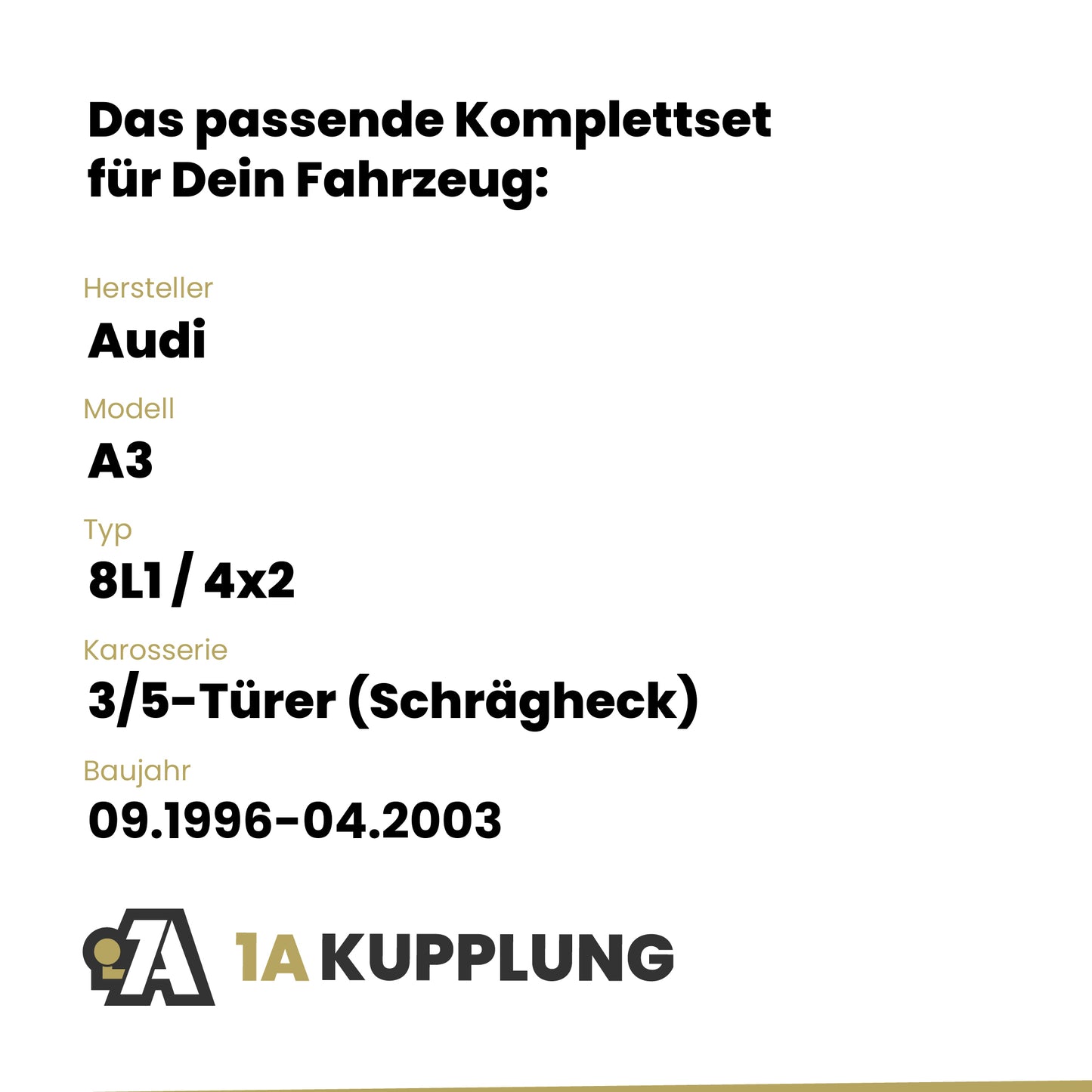 Audi A3 3/5-Türer (Schrägheck) 09.1996-04.2003 8L1 / 4x2 Westfalia-Automotive mit JAEGER Elektrosatz