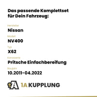 Nissan NV400 Pritsche Einfachbereifung 10.2011-04.2022 X62 Westfalia-Automotive mit JAEGER Elektrosatz