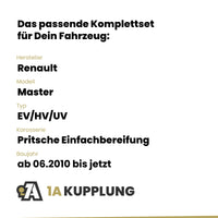Renault Master Pritsche Einfachbereifung ab 06.2010 EV/HV/UV Westfalia-Automotive mit JAEGER Elektrosatz