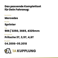 Mercedes Sprinter Pritsche 3T, 3,5T, 4,6T 04.2006-05.2018 906 / 3250, 3665, 4325mm BRiNK Anhängerkupplung mit JAEGER Elektrosatz
