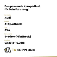 Audi A1 Sportback 5-Türer (Fließheck) 02.2012-10.2018 8XA BRiNK Anhängerkupplung mit JAEGER Elektrosatz
