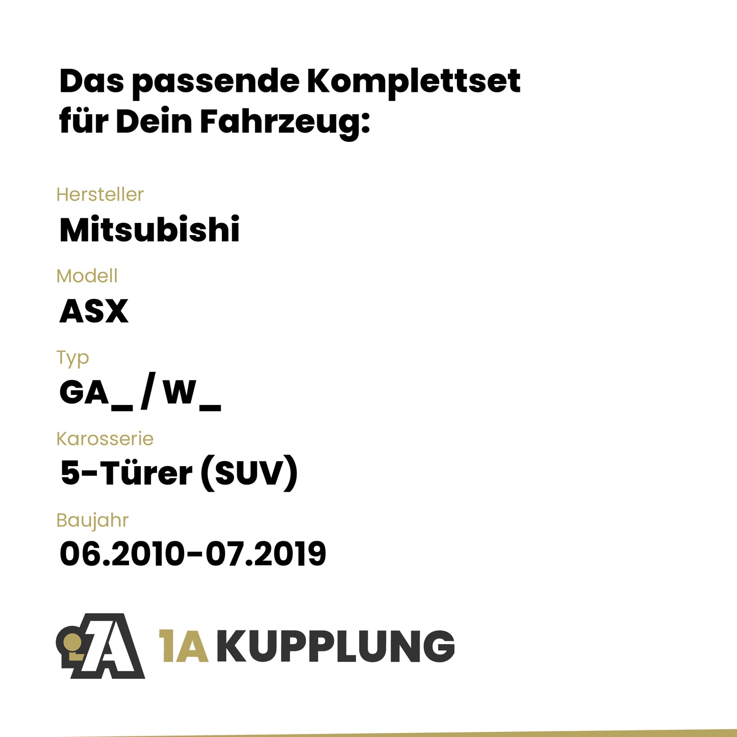 Mitsubishi ASX 5-Türer (SUV) 06.2010-07.2019 GA_ / W_ BRiNK Anhängerkupplung mit JAEGER Elektrosatz