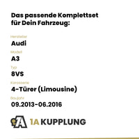 Audi A3 4-Türer (Limousine) 09.2013-05.2014 8VS BRiNK Anhängerkupplung mit JAEGER Elektrosatz