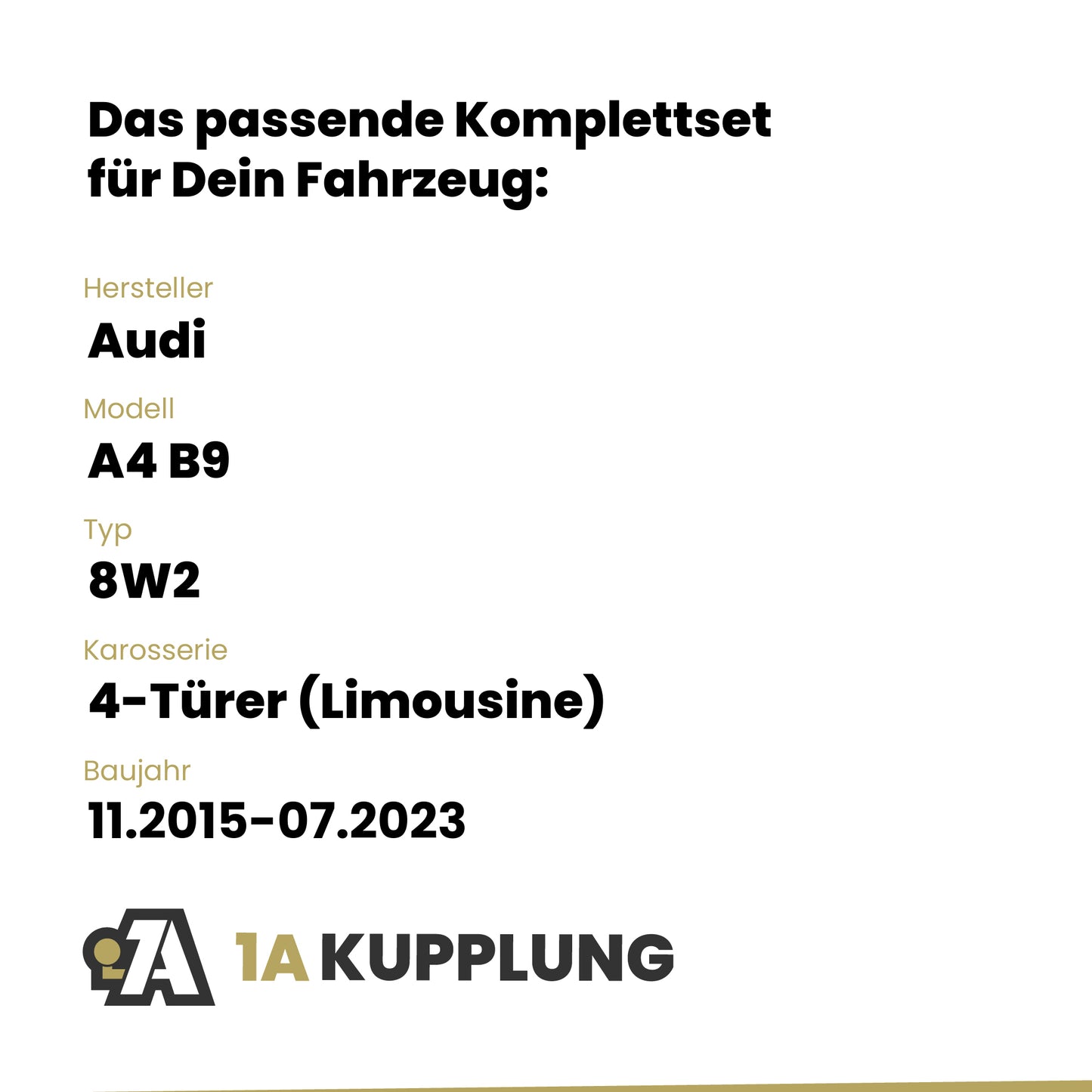 Audi A4 B9 4-Türer (Limousine) 11.2015-09.2019 8W2 BRiNK Anhängerkupplung mit JAEGER Elektrosatz