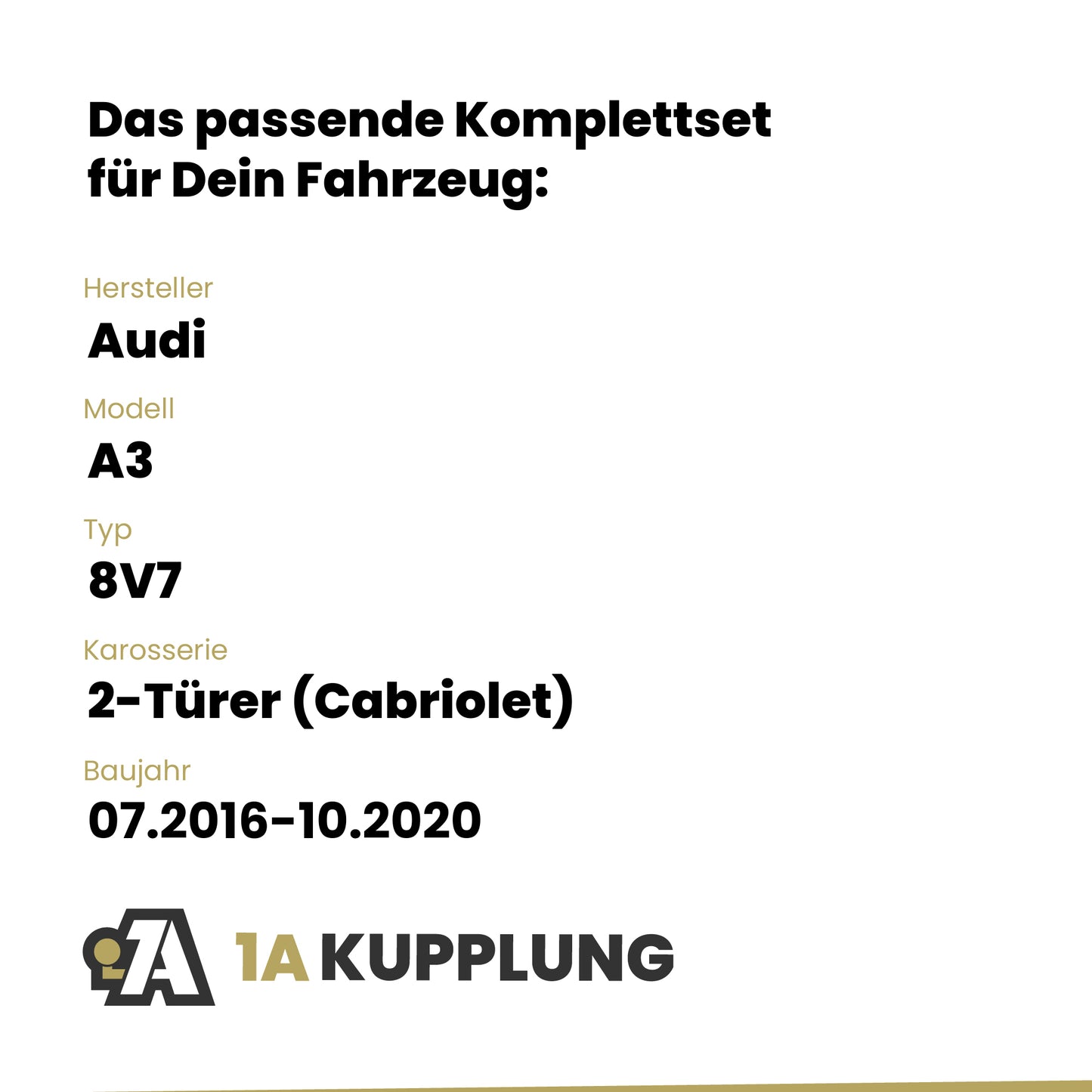 Audi A3 2-Türer (Cabriolet) 07.2016-10.2020 8V7 BRiNK Anhängerkupplung mit JAEGER Elektrosatz
