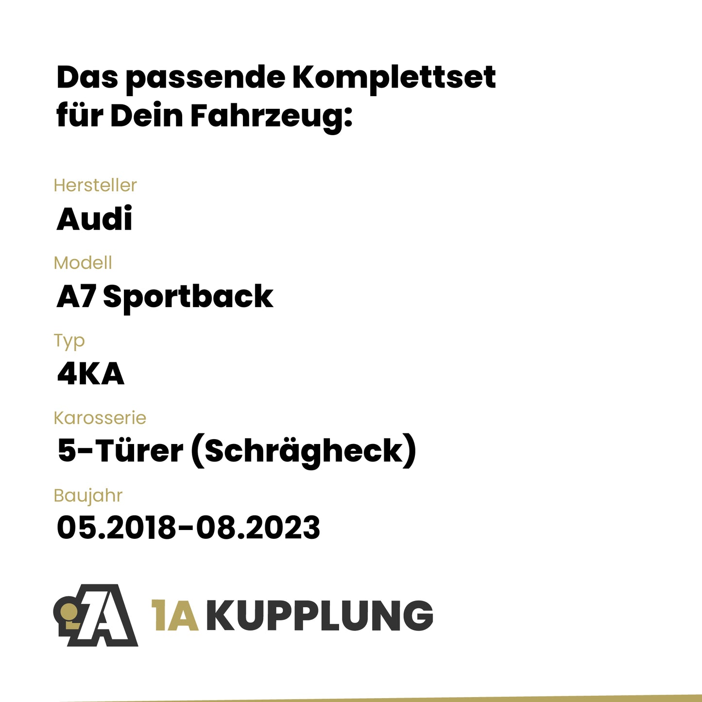 Audi A7 Sportback 5-Türer (Schrägheck) 05.2018-08.2023 4KA BRiNK Anhängerkupplung mit JAEGER Elektrosatz