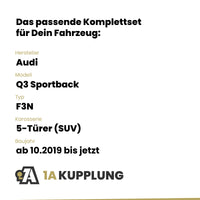 Audi Q3 Sportback 5-Türer (SUV) ab 10.2019 F3N BRiNK Anhängerkupplung mit JAEGER Elektrosatz
