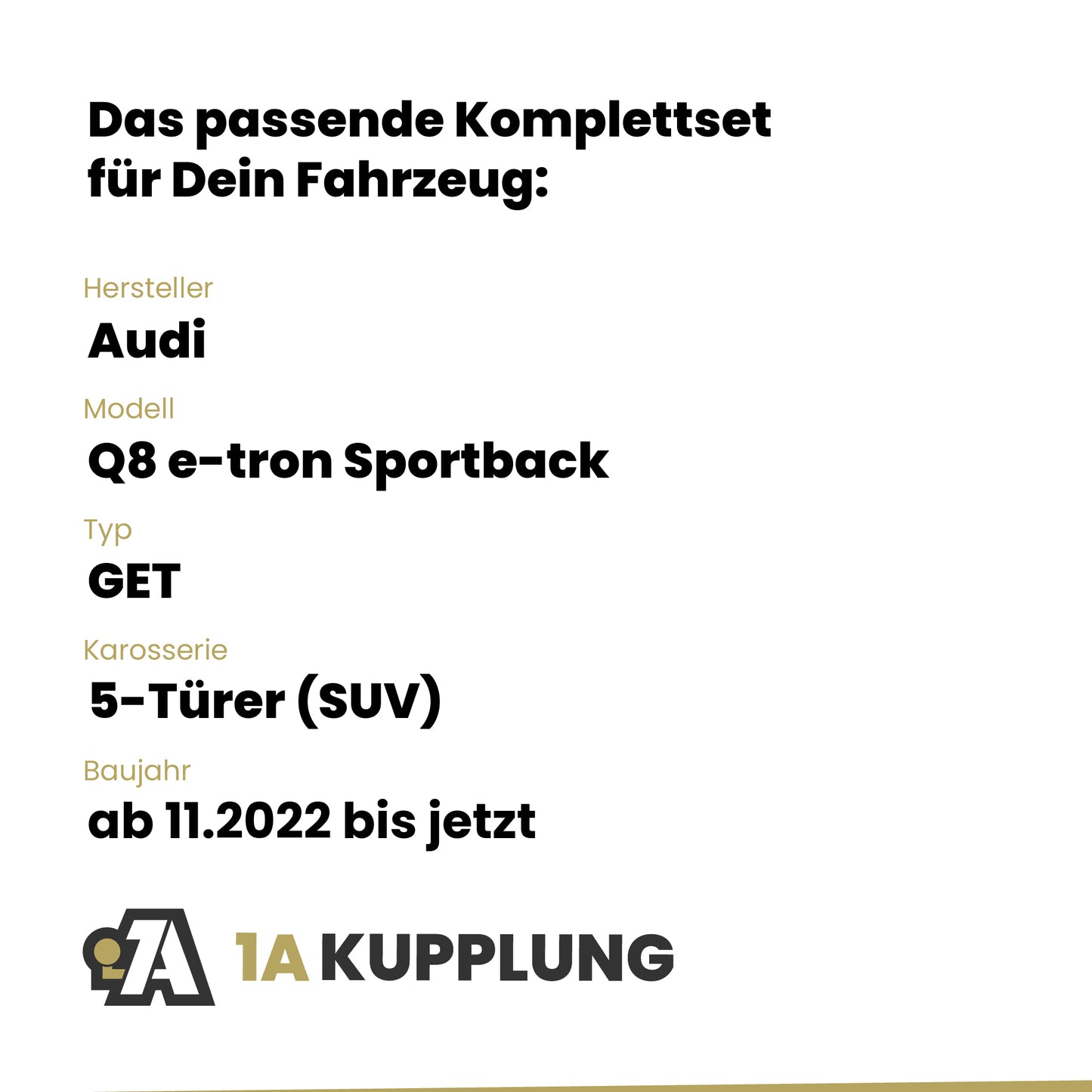 Audi Q8 e-tron Sportback 5-Türer (SUV) ab 11.2022 GET BRiNK Anhängerkupplung mit JAEGER Elektrosatz
