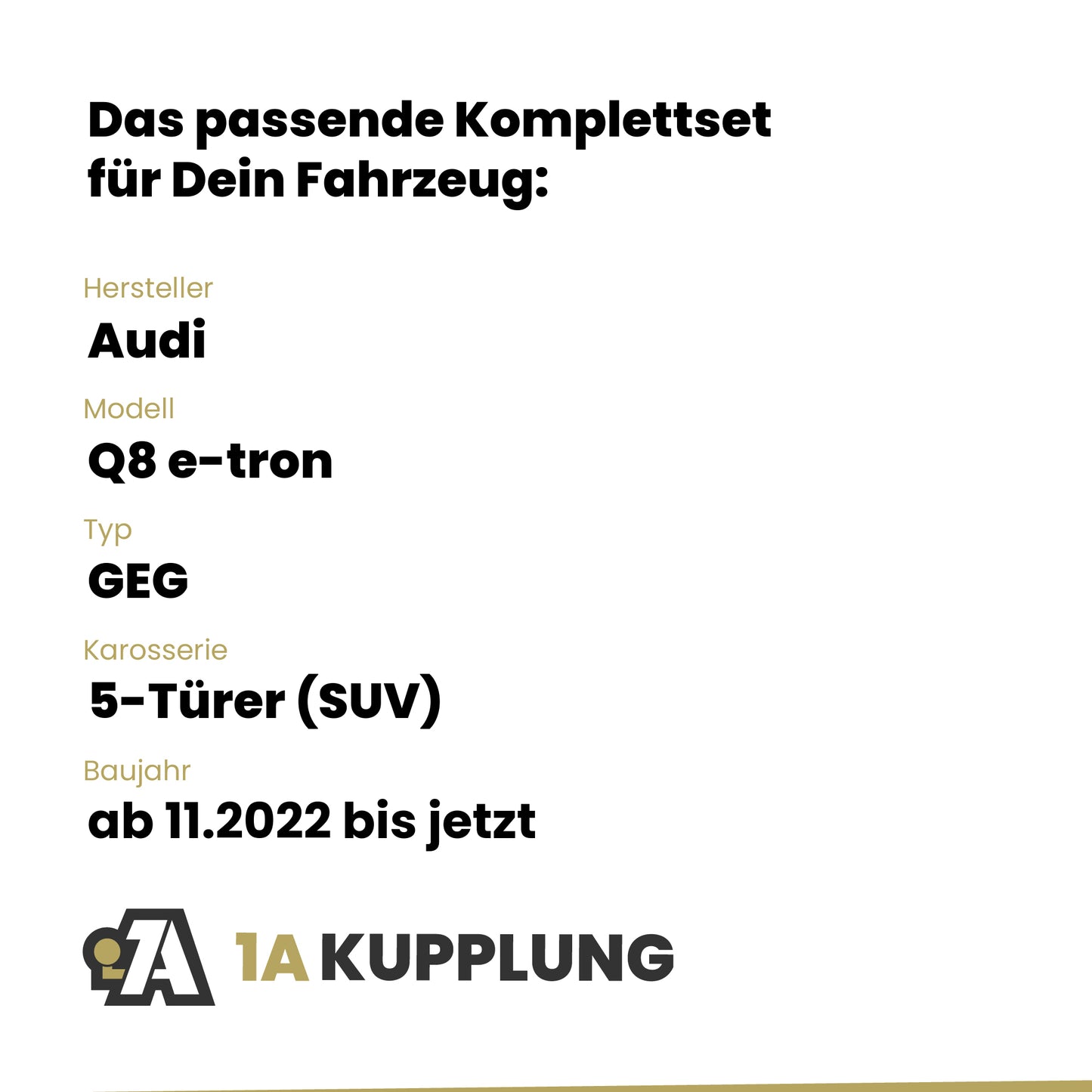 Audi Q8 e-tron 5-Türer (SUV) ab 11.2022 GEG BRiNK Anhängerkupplung mit JAEGER Elektrosatz