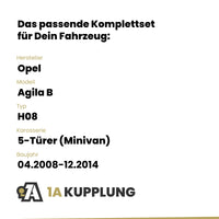 Opel Agila B 5-Türer (Minivan) 04.2008-12.2014 H08 BRiNK Anhängerkupplung mit JAEGER Elektrosatz