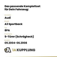 Audi A3 Sportback 5-Türer (Schrägheck) 09.2004-06.2008 8PA BRiNK Anhängerkupplung mit JAEGER Elektrosatz