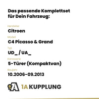 Citroen C4 Picasso & Grand 5-Türer (Kompaktvan) 10.2006-09.2013 UD_ / UA_ BRiNK Anhängerkupplung mit JAEGER Elektrosatz