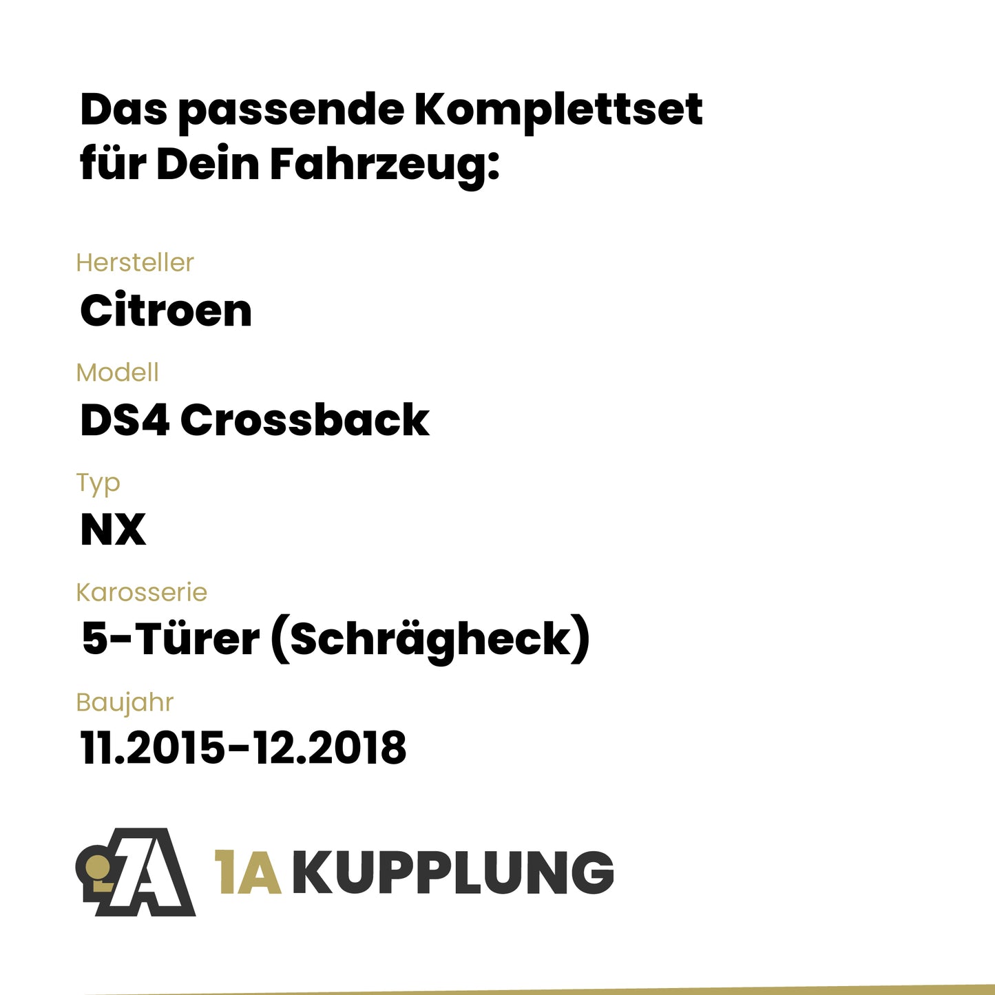 Citroen DS4 Crossback 5-Türer (Schrägheck) 11.2015-12.2018 NX BRiNK Anhängerkupplung mit JAEGER Elektrosatz