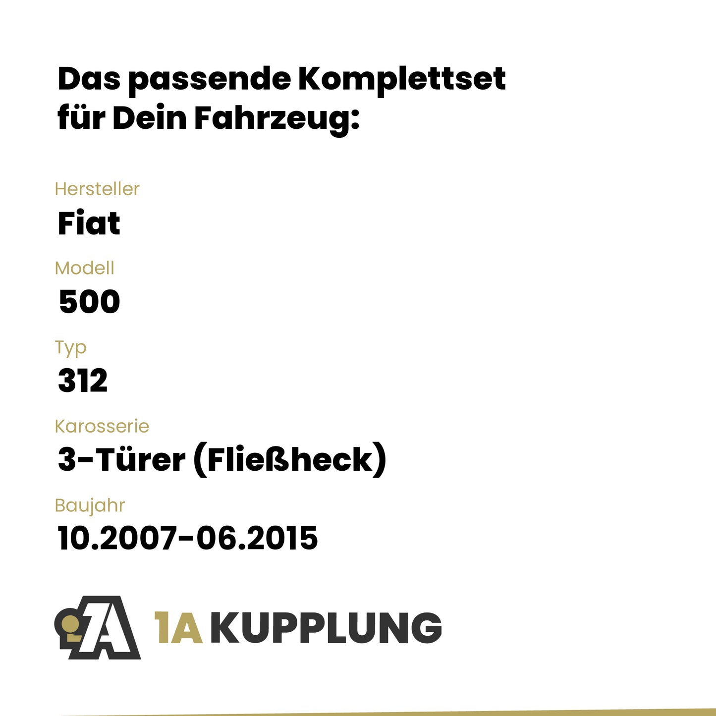 Fiat 500 3-Türer (Fließheck) 10.2007-06.2015 312 BRiNK Anhängerkupplung mit JAEGER Elektrosatz