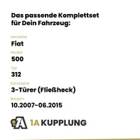 Fiat 500 3-Türer (Fließheck) 10.2007-06.2015 312 BRiNK Anhängerkupplung mit JAEGER Elektrosatz