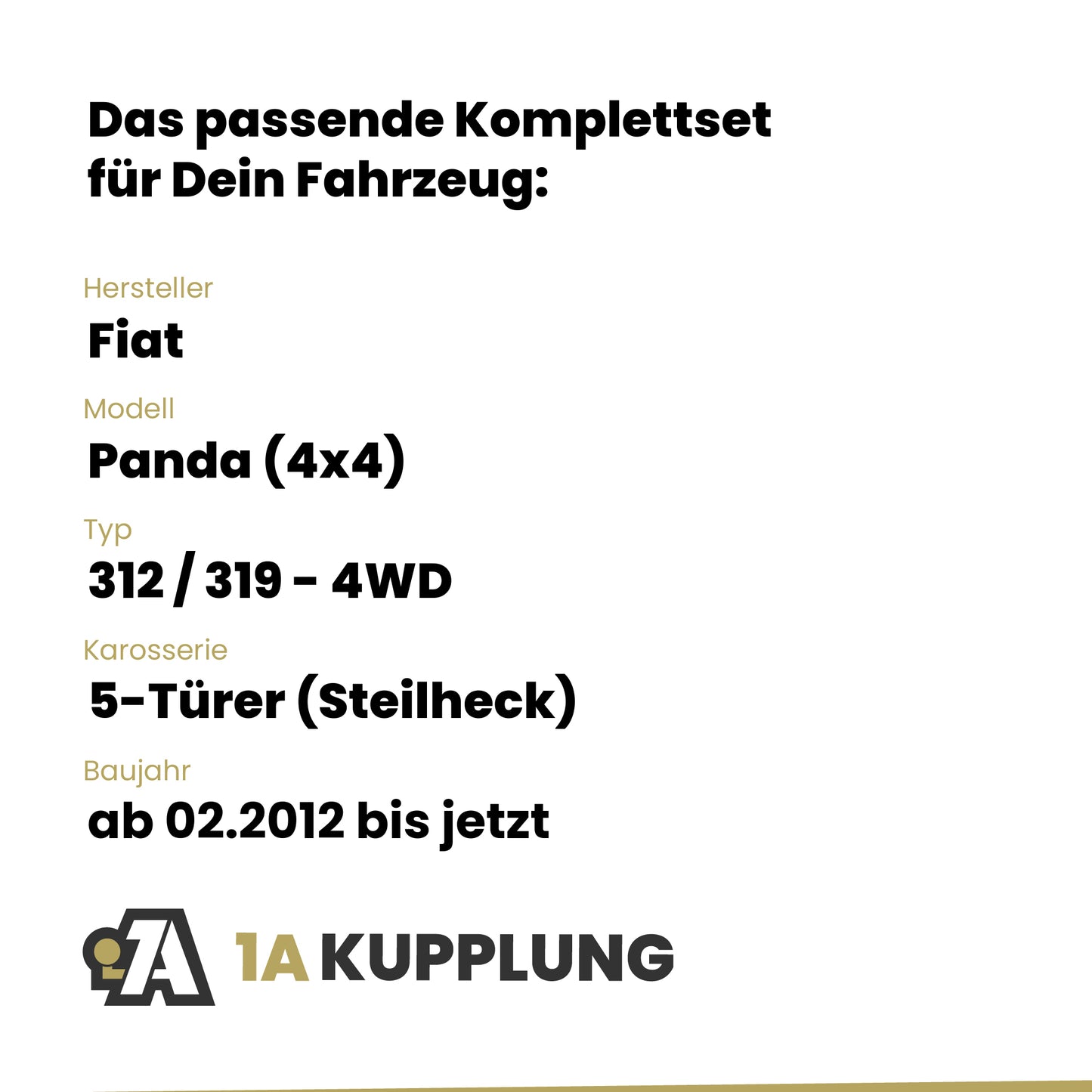 Fiat Panda (4x4) 5-Türer (Steilheck) ab 02.2012 312 / 319 - 4WD BRiNK Anhängerkupplung mit JAEGER Elektrosatz