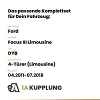 Ford Focus III Limousine 4-Türer (Limousine) 04.2011-07.2018 DYB BRiNK Anhängerkupplung mit JAEGER Elektrosatz