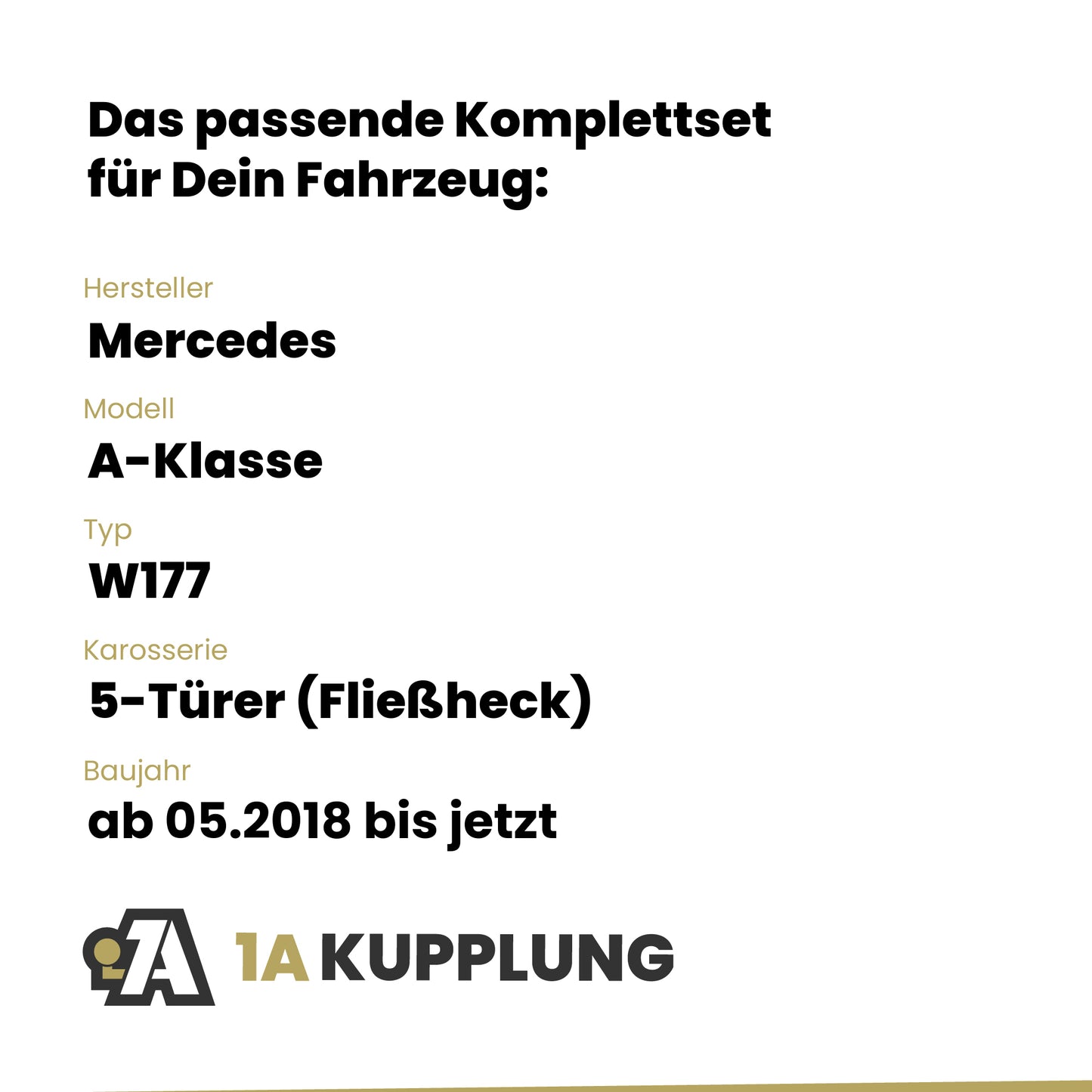 Mercedes A-Klasse 5-Türer (Fließheck) ab 05.2018 W177 BRiNK Anhängerkupplung mit JAEGER Elektrosatz