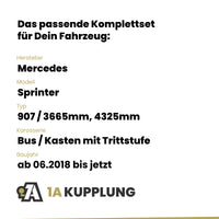 Mercedes Sprinter Bus / Kasten mit Trittstufe ab 06.2018 907 / 3665mm, 4325mm BRiNK Anhängerkupplung mit JAEGER Elektrosatz