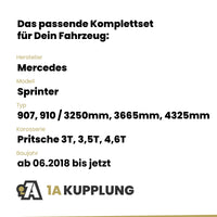 Mercedes Sprinter Pritsche 3T, 3,5T, 4,6T ab 06.2018 907, 910 / 3250mm, 3665mm, 4325mm BRiNK Anhängerkupplung mit JAEGER Elektrosatz