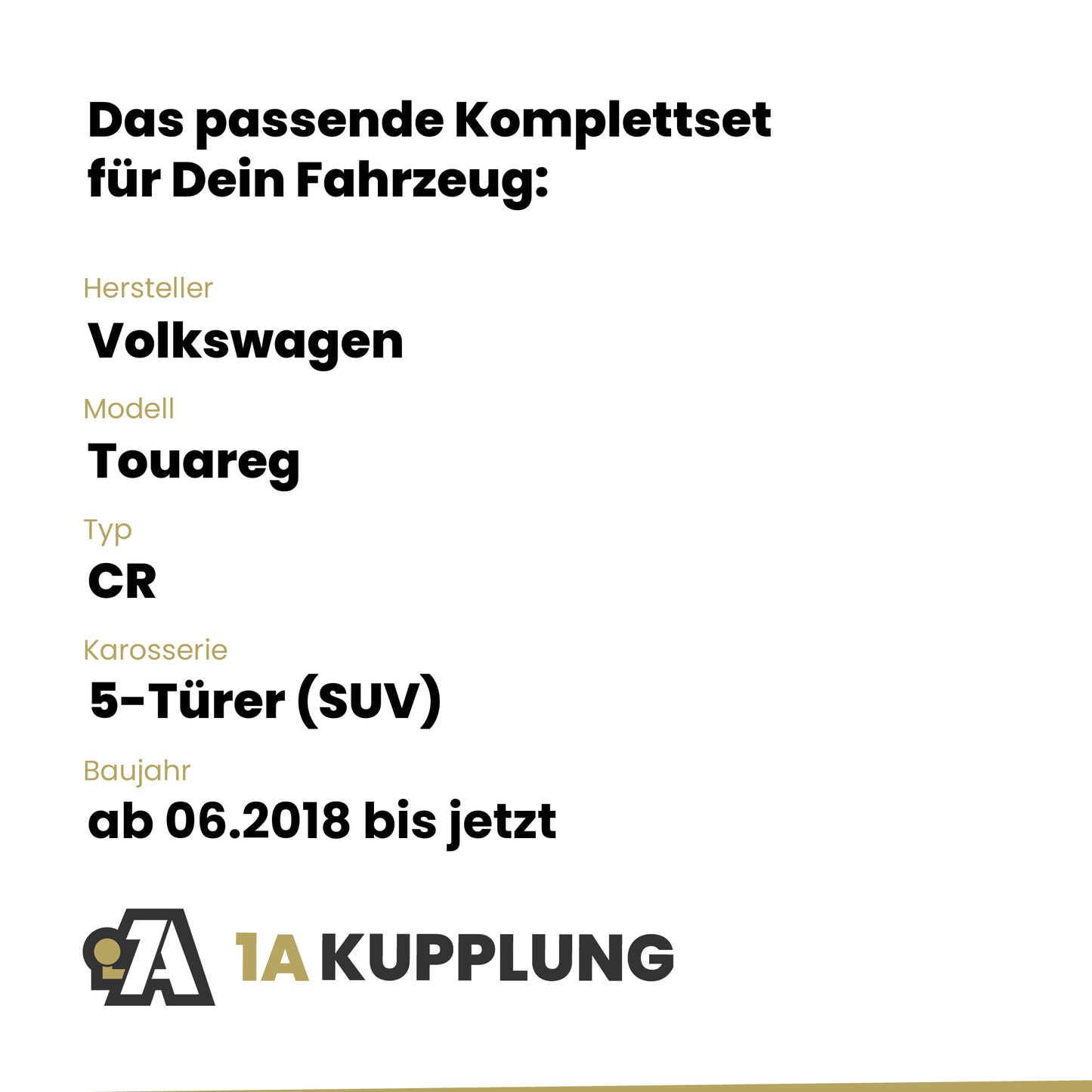 VW Touareg 5-Türer (SUV) ab 06.2018 CR BRiNK Anhängerkupplung mit JAEGER Elektrosatz