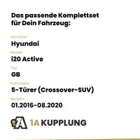 Hyundai i20 Active 5-Türer (Crossover-SUV) 01.2016-08.2020 GB Westfalia-Automotive mit JAEGER Elektrosatz