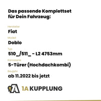 Fiat Doblo 5-Türer (Hochdachkombi) ab 11.2022 510_/511_ - L2 4753mm BRiNK Anhängerkupplung mit JAEGER Elektrosatz